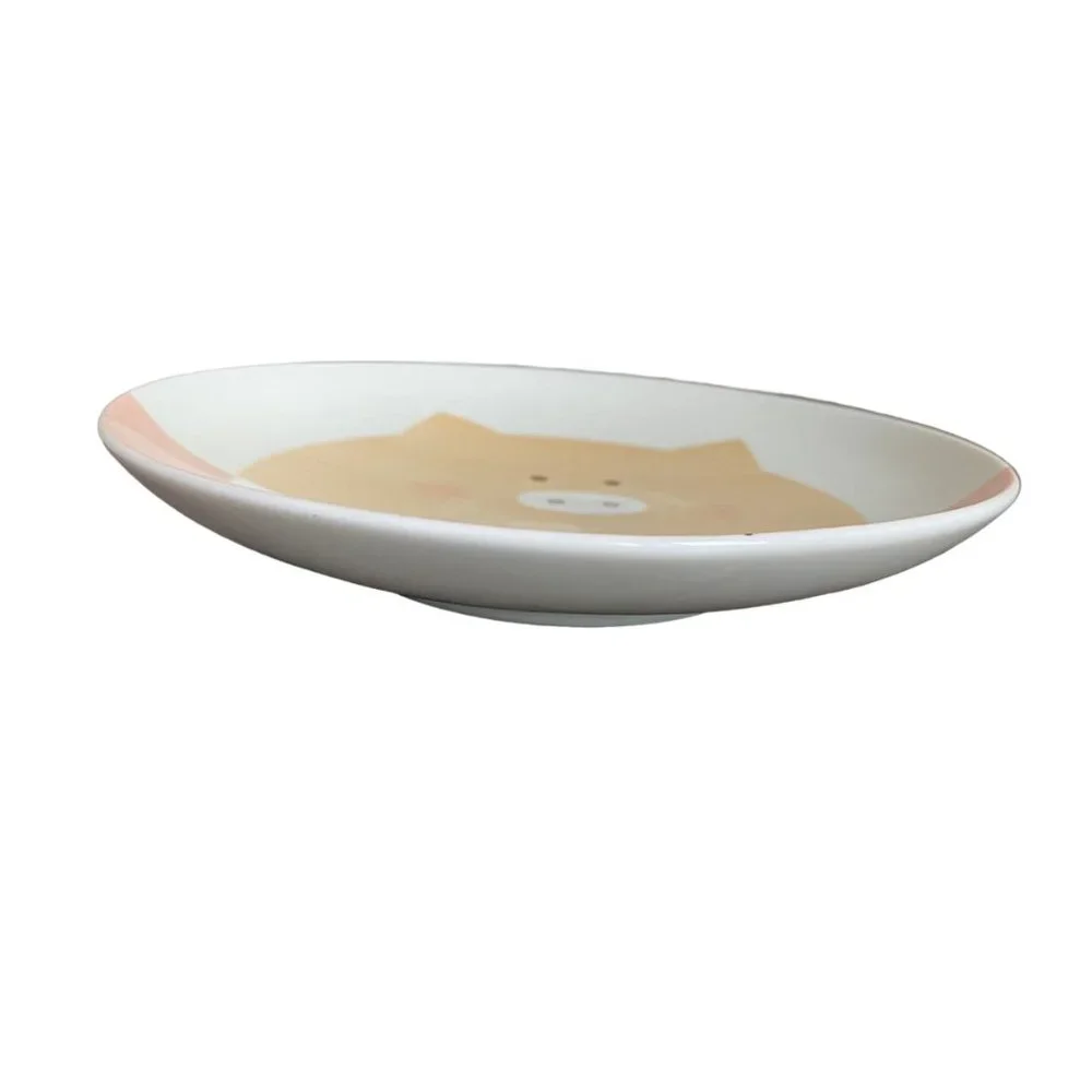 Ceramic Pig Cat Graphic Plates Cat food dishes Plates Whimsical